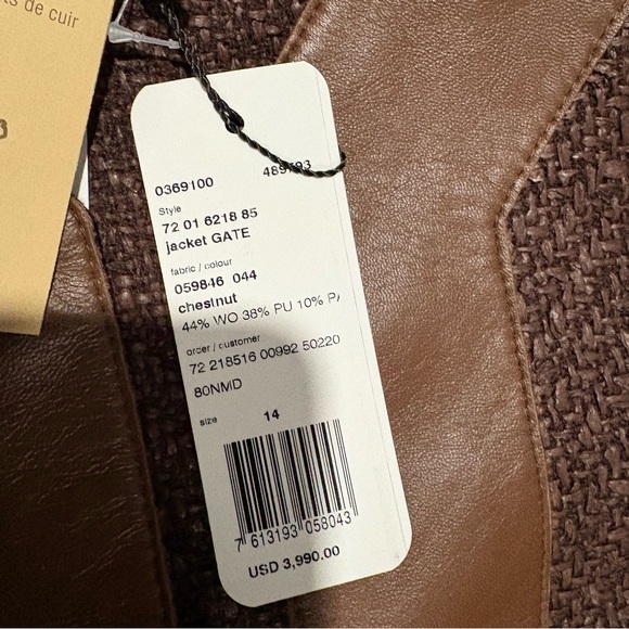 AKRIS NEW GATE Wool Blend Structured Tweed Jacket Lamb Leather Trim 14 $3,990.00 - Picture 13 of 16